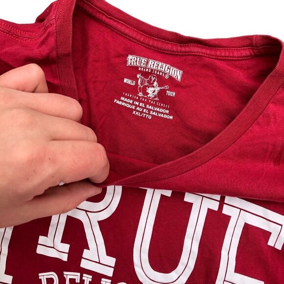 Vintage True Religion Shirt XXL Red BUDDHA TOUR SS CREWNECK - Picture 4 of 5